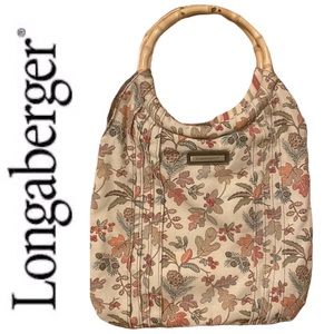 LONGABERGER Homestead Autumn Path floral print circle bangle handle purse tote